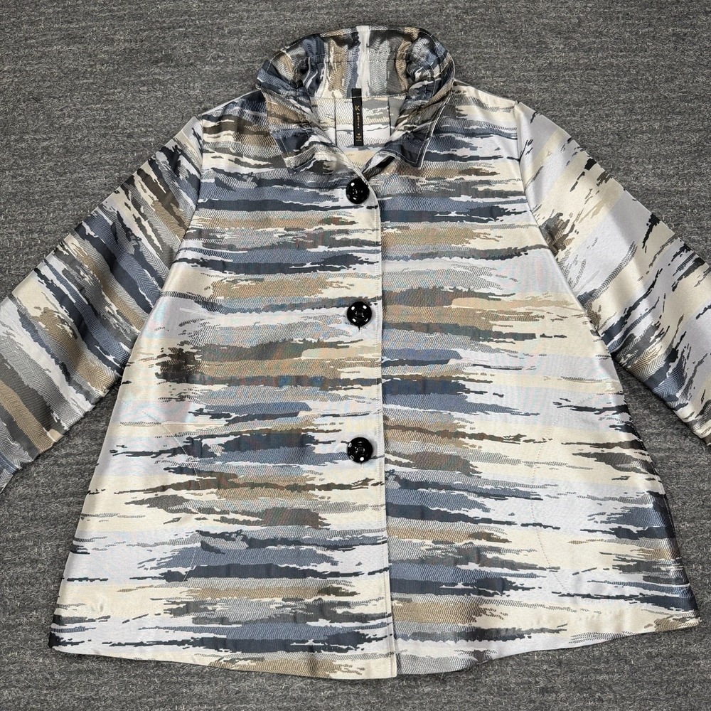 IC by Connie K Swing Jacket Women Medium Abstract Pockets Artsy Statement Unique